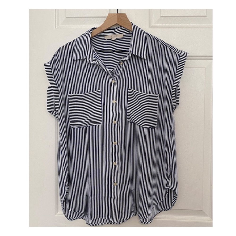 Striped button up dolman top from Loft